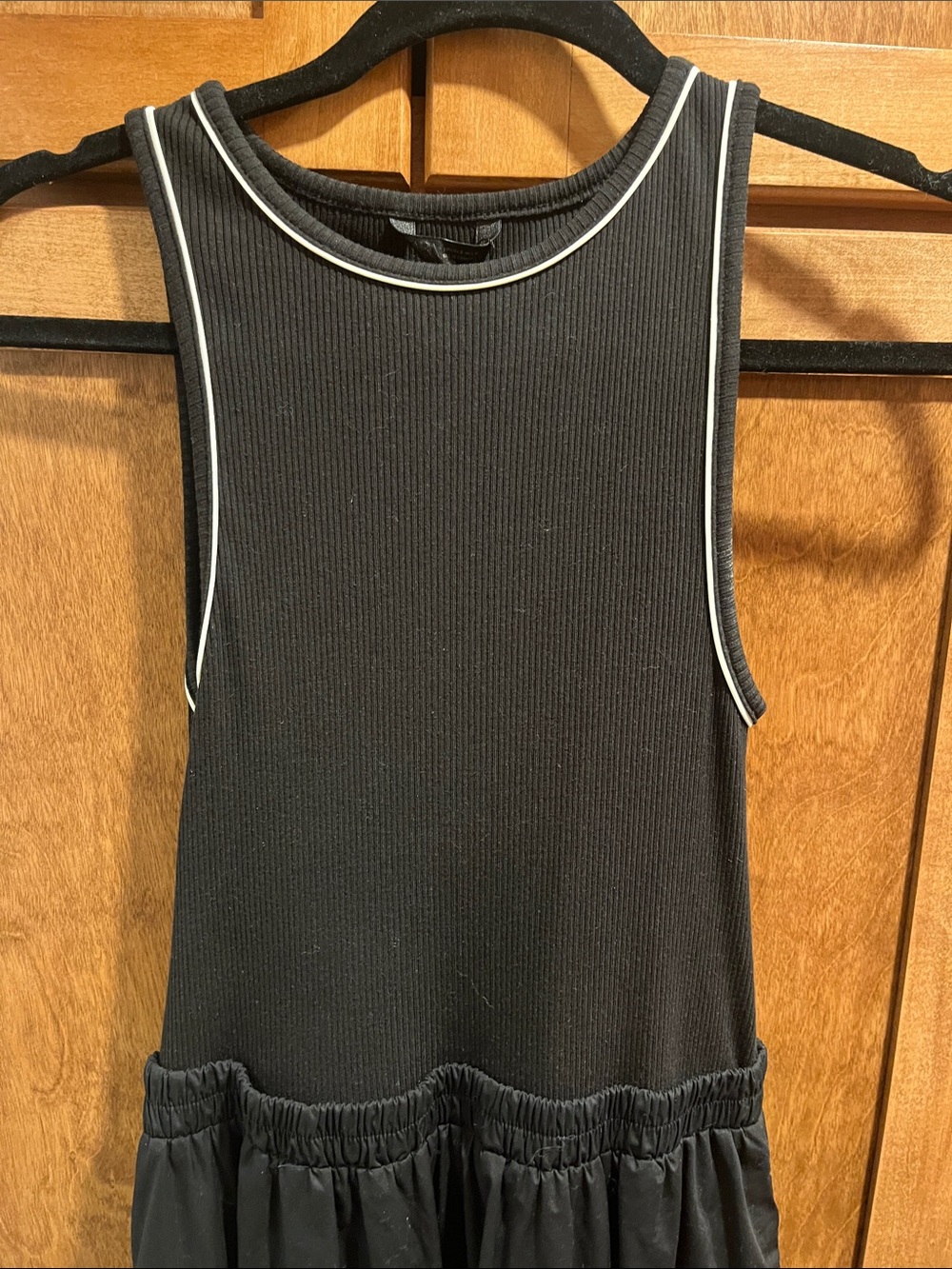 Zara Black Maxi Tank Dress with Contrast Piping